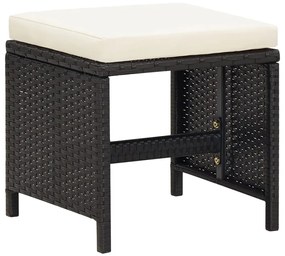 9 pcs conjunto de jantar p/ jardim c/ almofadões vime PE preto