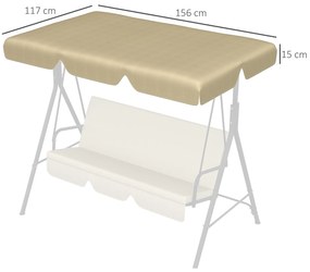 Toldo de Substituição para Baloiços de 3 Lugares Toldo para Baloiços de Jardim com Tecido de Poliéster 156x117x15 cm Bege