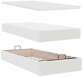 Cama otomana com colchão 100x200 cm couro artificial branco