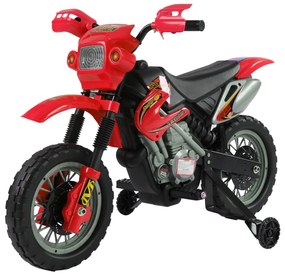 HOMCOM Mota Elétrica Infantil 6V Bateria Recarregável 3 Anos com Rodas de Apoio 102x53x66 cm Vermelho e Preto | Aosom Portugal