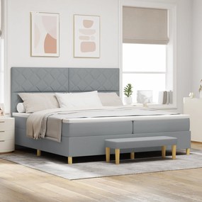 vidaXL Cama Box Spring com Colchão e Banco Cinza Claro 200x200 cm Tecido
