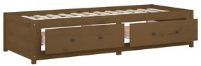 Sofá-cama solteiro pequeno 75x190 cm pinho maciço castanho mel