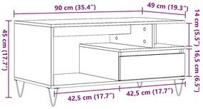 Mesa centro 90x49x45 cm derivados de madeira carvalho artisiano