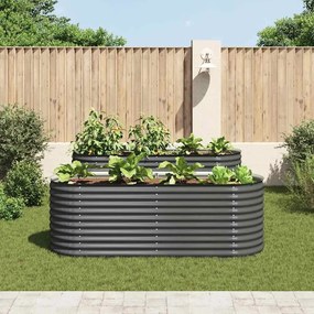 Canteiro elevado de jardim aço galvanizado 240x80x81cm cinzento