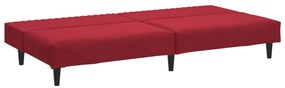 Sofá-cama de 2 lugares veludo vermelho tinto