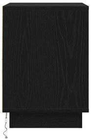 Mesa de Cabeceira com Luzes LED Preta 39x34,5x50 cm