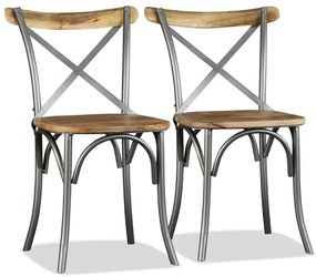 Cadeiras de jantar 2 pcs madeira de mangueira maciça