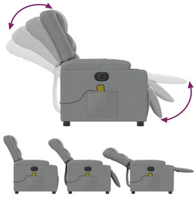 Poltrona de massagens reclinável elétrica tecido cinzento-claro