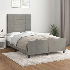 Estrutura de cama c/ cabeceira 120x200 cm veludo cinzento-claro