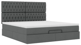 Estrutura de cama otomana com colchão tecido cinzento escuro