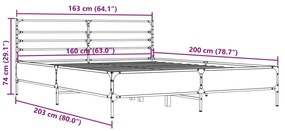 Estrutura de cama 160x200 cm derivados de madeira/metal