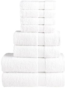 8pcs Conjunto toalhas banho premium SOLUND 600 gsm branco