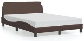 Estrutura cama c/ cabeceira 120x200cm couro artificial castanho