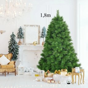 Árvore de natal (não iluminada) com 1,8 m, dobradiças e 586 ramos em PVC verde