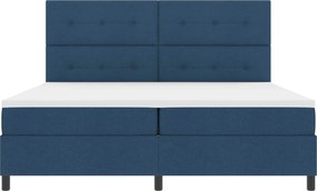 vidaXL Cama Box com colchão com led Azul 200 x 200 cm tecido