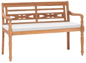 vidaXL Banco Batávia com almofadões 120 cm teca