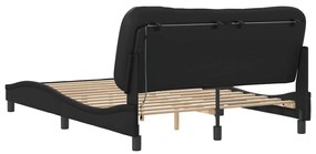 Estrutura cama c/ luzes LED 140x190 cm couro artificial preto