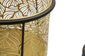 CONJUNTO DE 2 SUPORTES PARA VASOS LEAVY DOURADO E PRETO Ø 21X40-19X22 CM (PLANTAS NÃO INCLUIDAS)