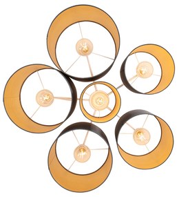 Luminária de teto taupe com interior dourado 6 luzes - Multidrum Moderno