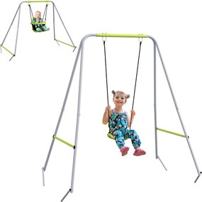 Baloiço de arco 2 em 1 para bebés com cinto de segurança de 5 pontos, para uso interior e exterior, verde