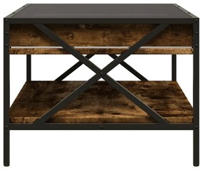 Mesa de centro luzes LED Infinity 70x50x38 cm carvalho fumado