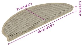 Tapetes escada adesivos aspeto sisal 15 pcs verde-claro
