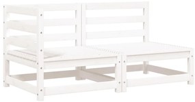 Sofá de 2 lugares p/ jardim c/ almofadões pinho maciço branco