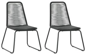 3 pcs conjunto de jantar para jardim vime de PVC preto