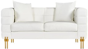 Sofá LARIOS, 2 lugares, estofado 157 x 84 x71 cm pele sintética branca