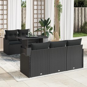 Conjunto de Sofás Jardim de 6 Peças com Almofadas Rattan de Polipropil
