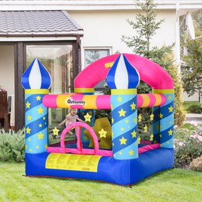 Outsunny Castelo inflável para crianças de Estrelas com cama de salto Cesta Inflador e bolsa para interior e exterior 300x275x210 cm Multicolor