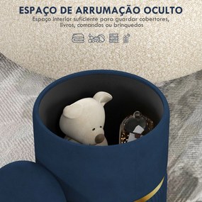 Puff Redondo com Arrumação – Bergen – Ø36x44 cm – Azul Escuro