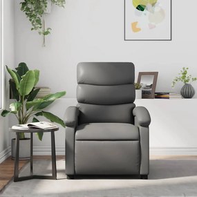 Poltrona de massagens reclinável couro artificial cinzento