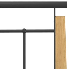 Estrutura de cama 140x200 cm metal/madeira de carvalho maciça
