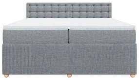 Cama com molas/colchão 200x200 cm tecido cinza-claro