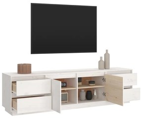 Móvel de TV 176x37x47,5 cm madeira de pinho maciça branco