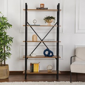 Estante Elysian – Nogueira/Preto – 90 x 180 x 33,5 cm