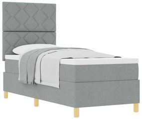 Cama Box Spring com Colchão Cinza Claro 80x200 cm Tecido