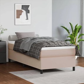 vidaXL Estrutura de cama com molas 90x190 cm couro artificial cappuccino