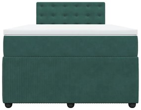 Cama boxspring com colchão 120x190 cm veludo verde-escuro