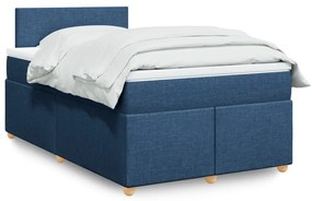 Cama boxspring com colchão 120x190 cm tecido azul