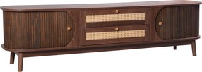 Móvel de TV em com Portas e Gavetas, Estilo Rústico,170x39,5x46cm, Cor natural