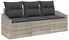 Conjunto de Jantar de Jardim 3 Peças com Almofadas Cinza Claro de Poli