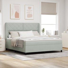 Cama Box Spring vidaXL com Colchão Cinza Claro 180x200 cm Veludo