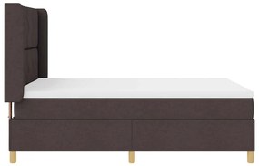 Cama Box com Colchão e LED Castanho Escuro 140x190 cm em Tecido