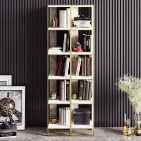 Estante Polka – Dourado e Branco – 32,2 cm x 178,5 cm x 31,3 cm