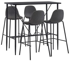 vidaXL 5 pcs conjunto de bar tecido cinzento-escuro