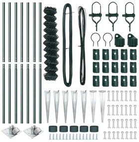 Conjunto de Postes de Cerca Verde 1 x 10 m Aço Galvanizado
