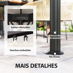 Pérgola de Jardim 390x290x270 cm com 4 Cortinas Laterais 4 Telas Mosquiteiras e 8 Orifícios de Drenagem Creme