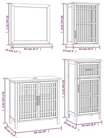 4 pcs conjunto de móveis p/ casa de banho nogueira maciça